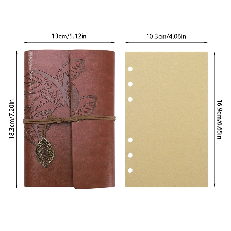 Leaf Imprinted Faux Leather Traveler Sketchbook