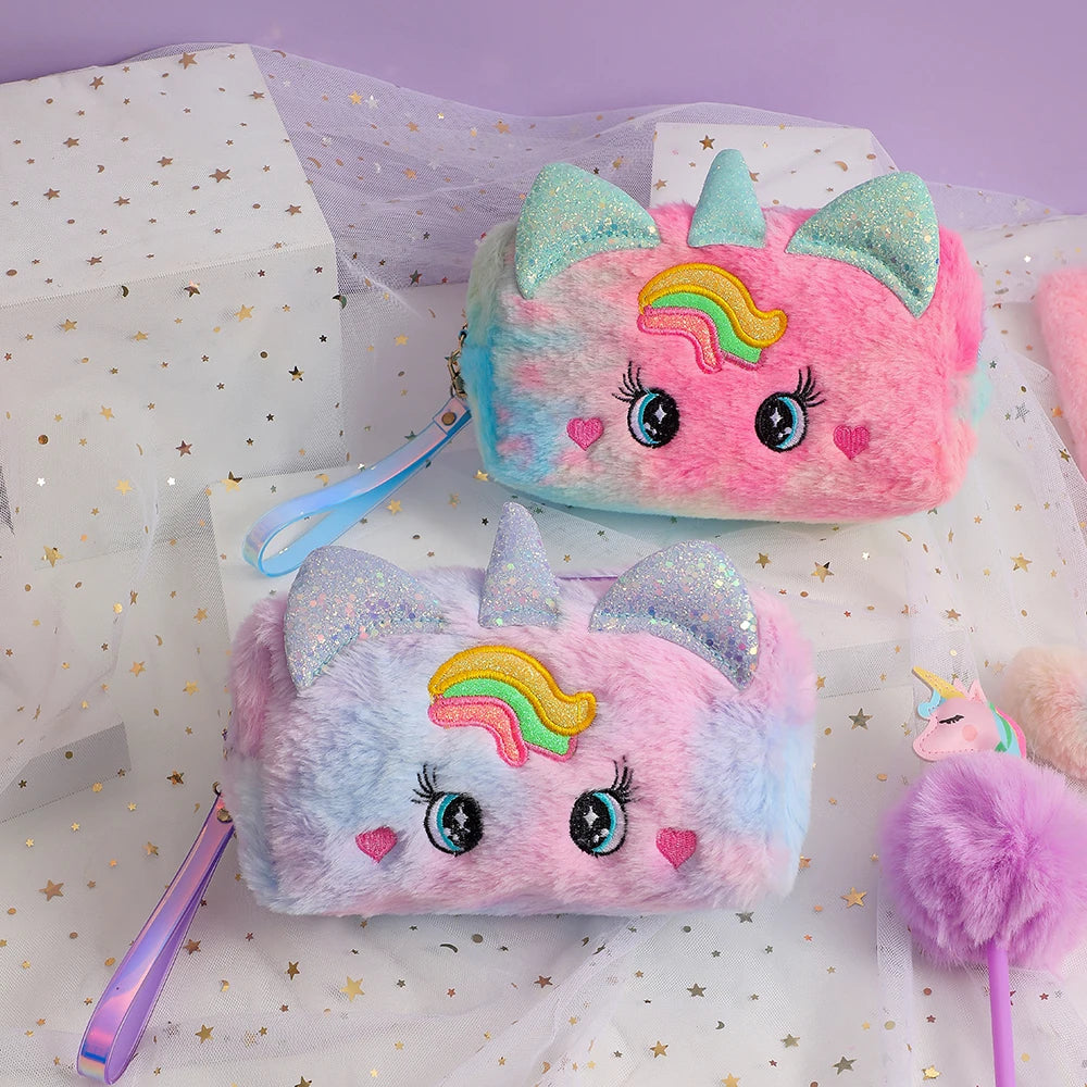 Cute Plush Unicorn Pencil Bag