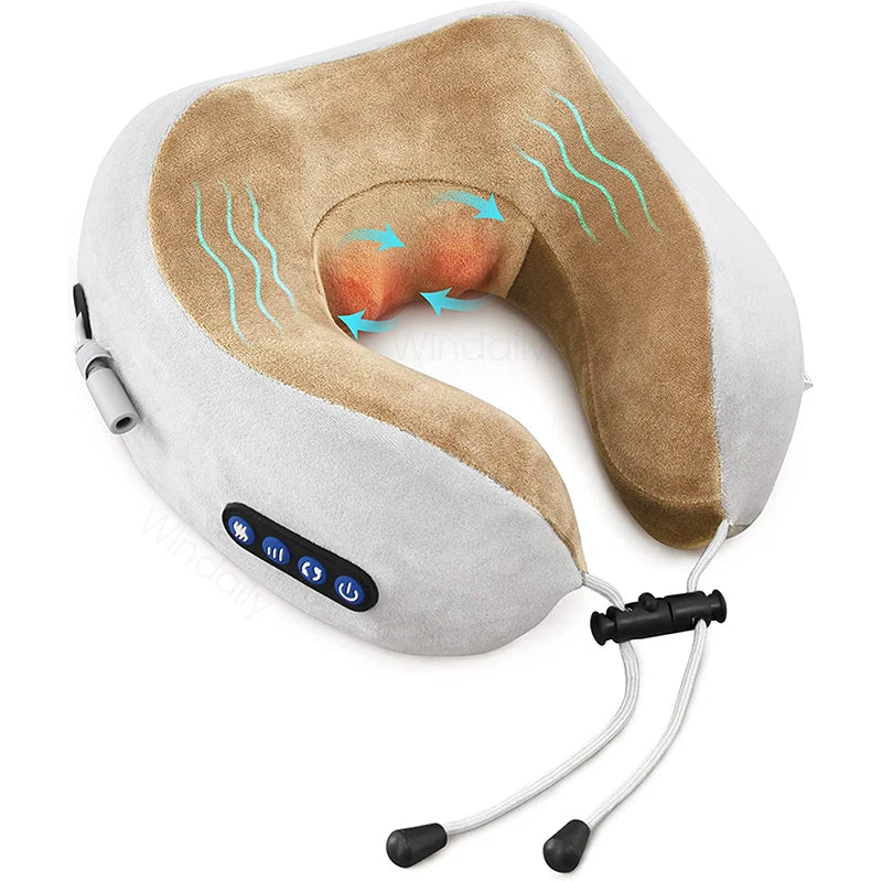 U-Shaped Neck Massager Pillow with Heat & Shiatsu Kneading Massage