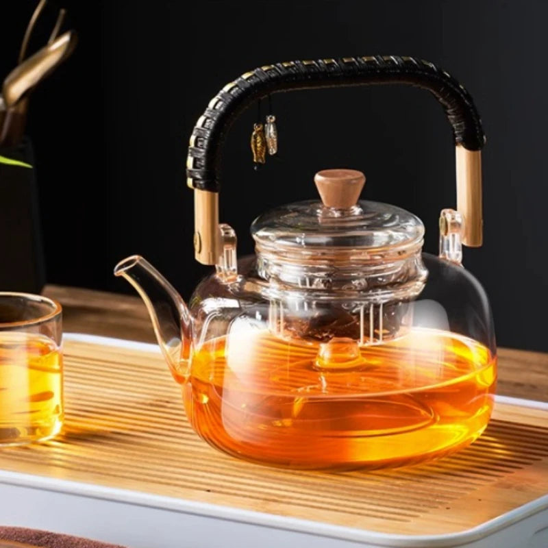 Borosilicate Glass Teapot with Weave Handle