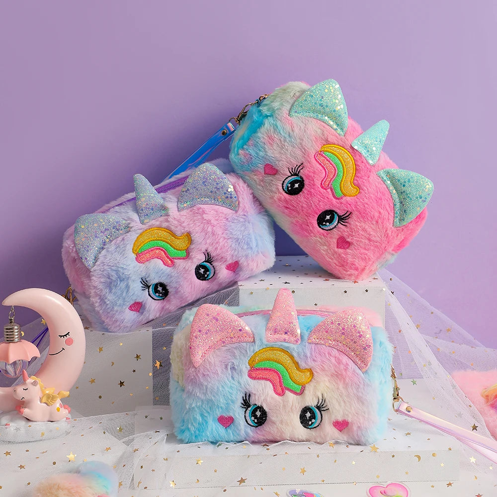 Cute Plush Unicorn Pencil Bag