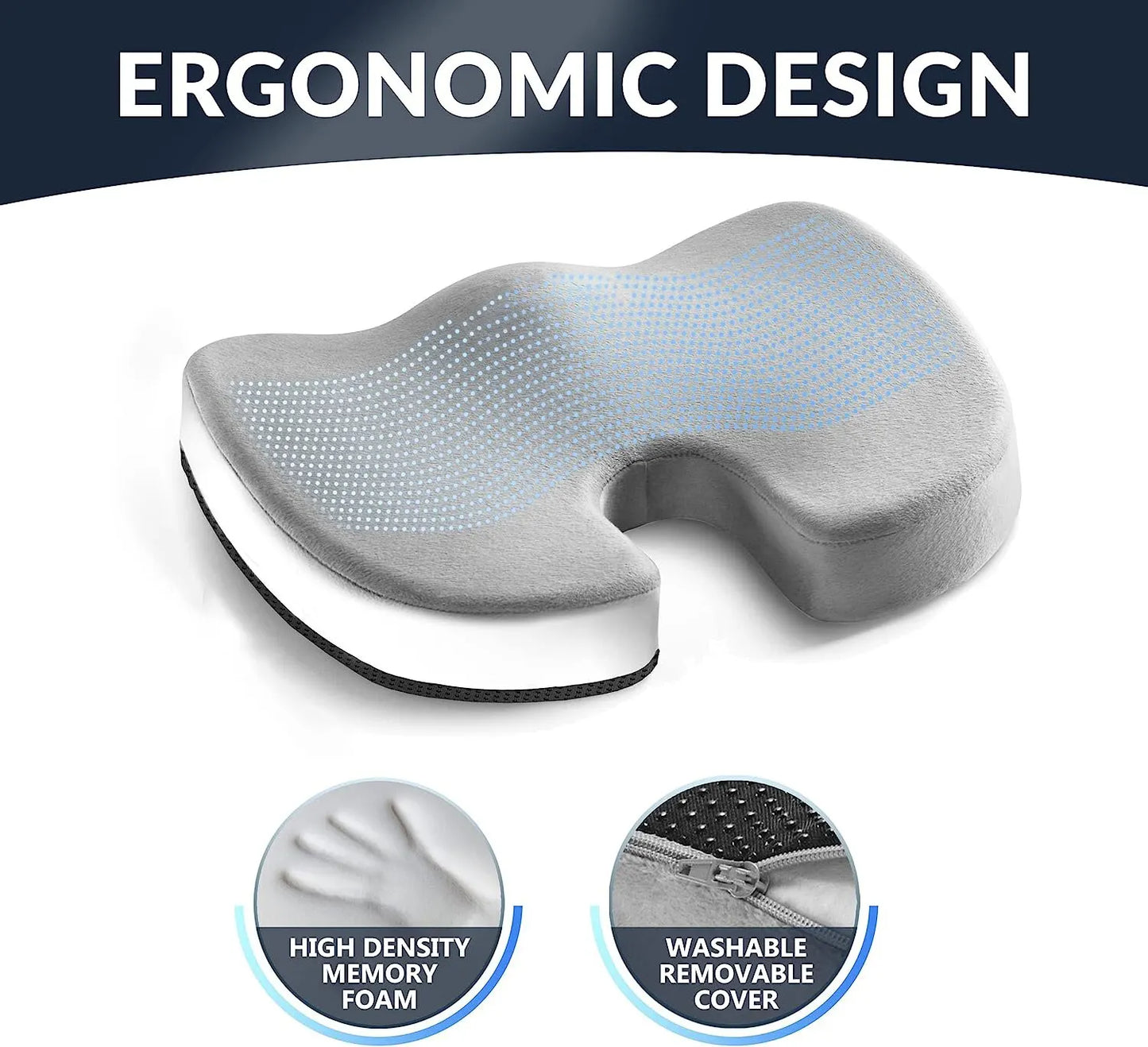 Cooling Gel Memory Foam Cushion for Glutes, Coccyx, & Sciatica Relief