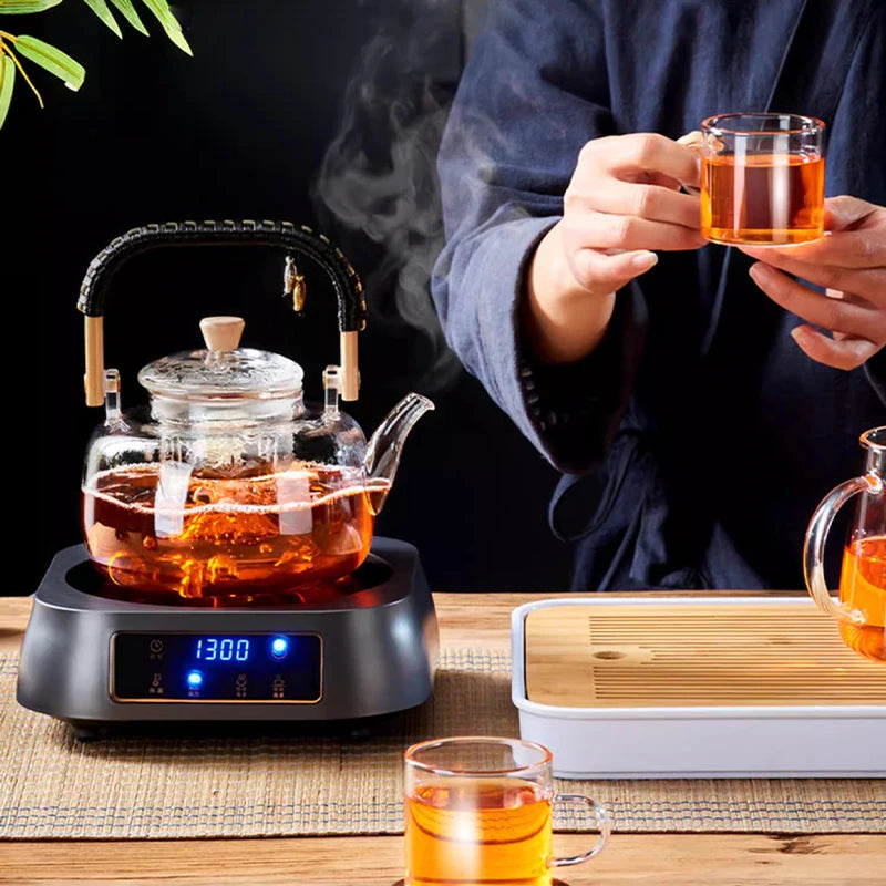 Borosilicate Glass Teapot with Weave Handle