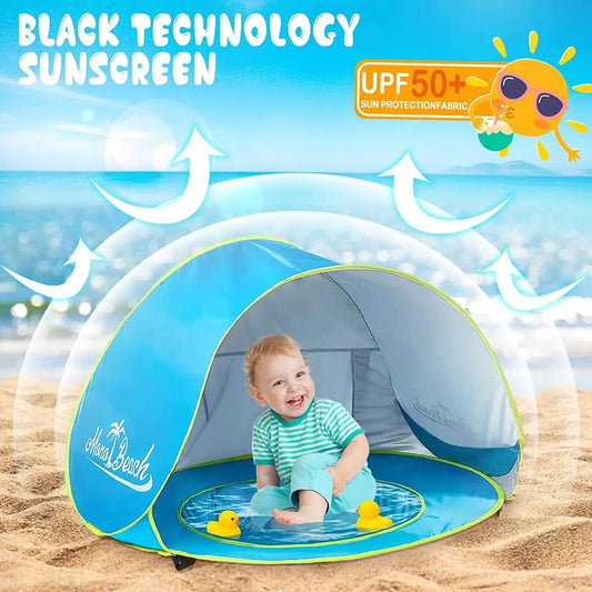 Foldable Baby Beach Tent with UV Protection & Storage case