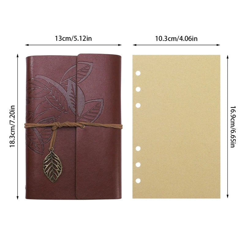 Leaf Imprinted Faux Leather Traveler Sketchbook