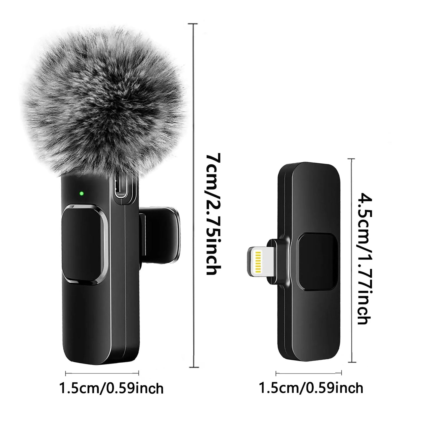 1, 2ct Wireless Noise Cancelling Microphones for iPhone, Android, iPad, etc