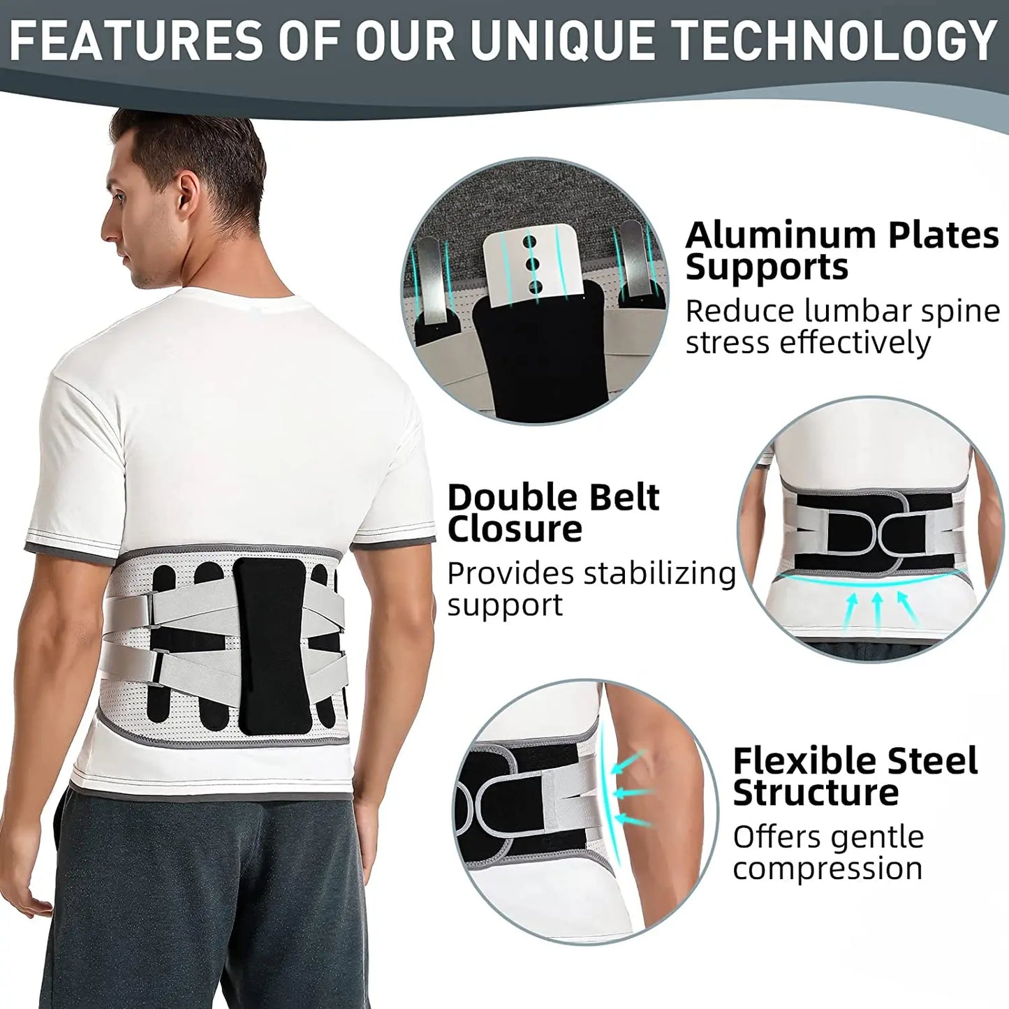 Durable Aluminum Plated Lumbar Support Belt