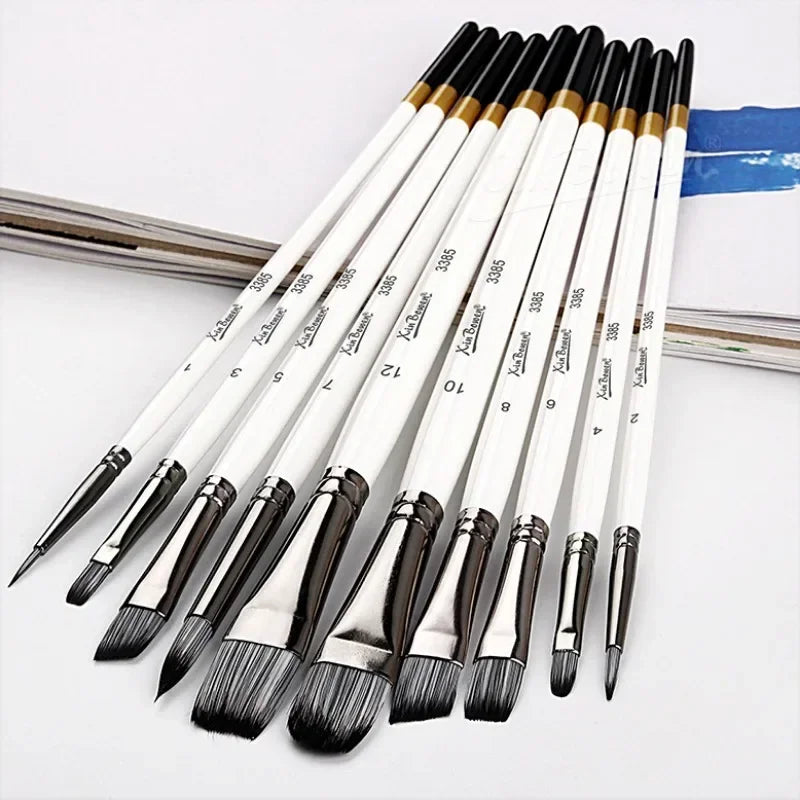 10Pcs White Paint Brush Set