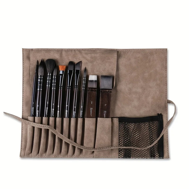 10pcs Professional Paint Brush Set with Luxury Carrying Case