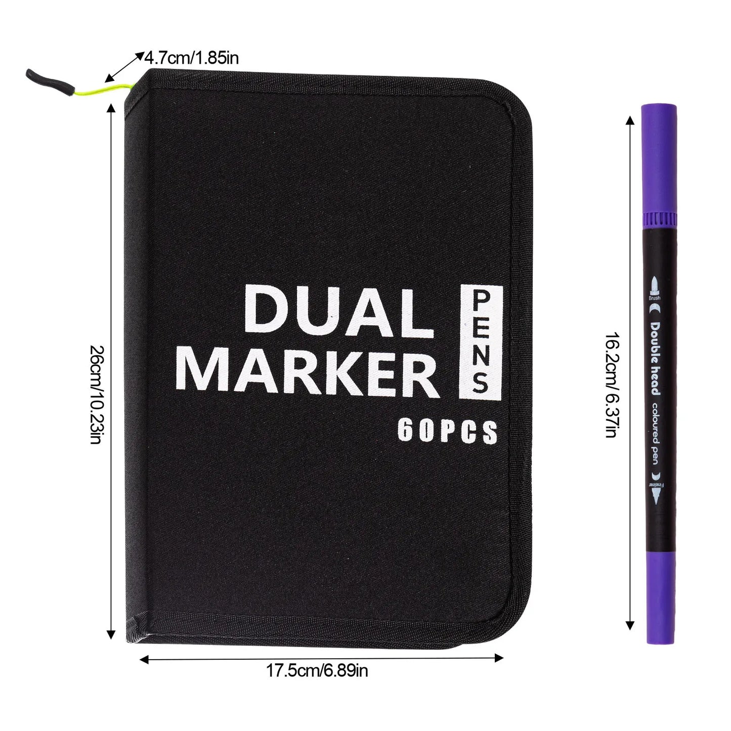 60ct Dual Tip Color Markers with Case