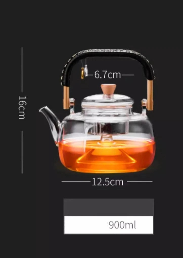 Borosilicate Glass Teapot with Weave Handle