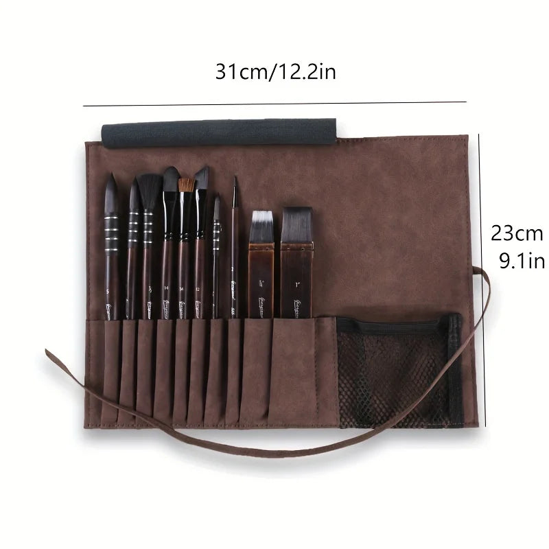 10pcs Professional Paint Brush Set with Luxury Carrying Case