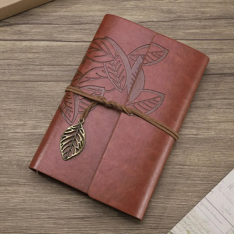 Leaf Imprinted Faux Leather Traveler Sketchbook