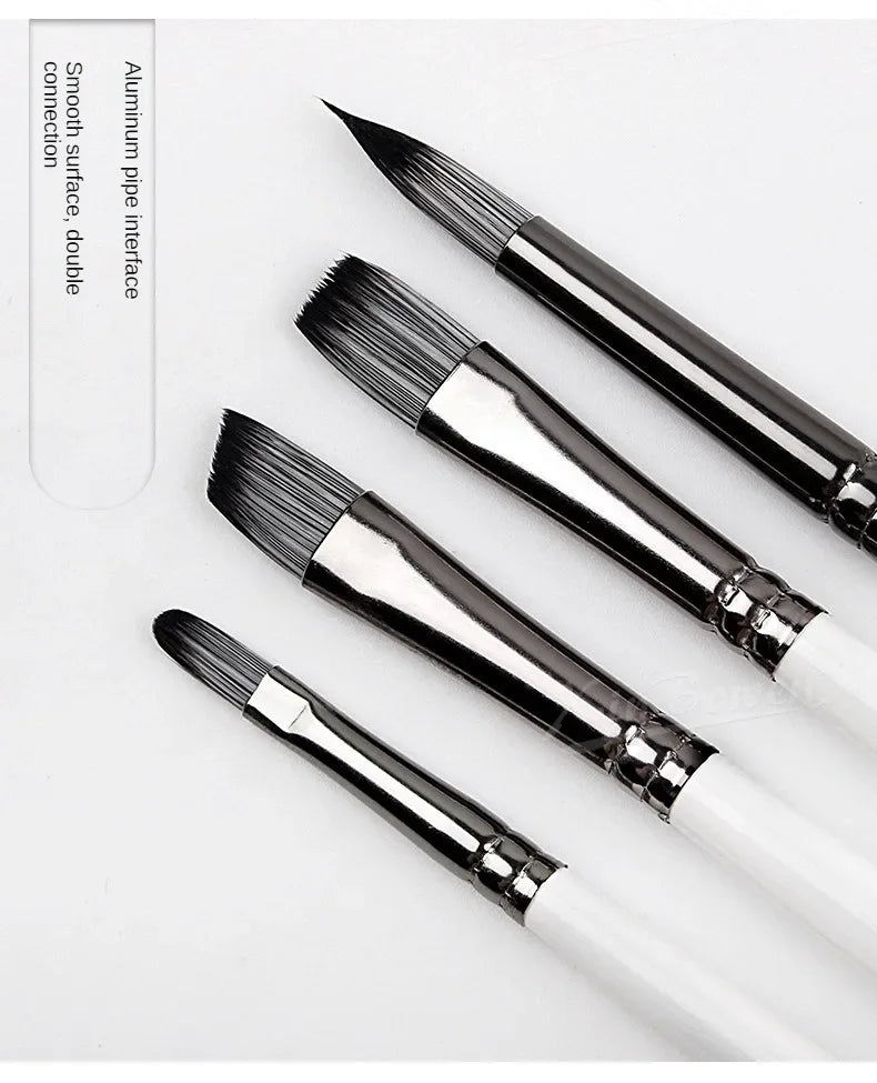 10Pcs White Paint Brush Set