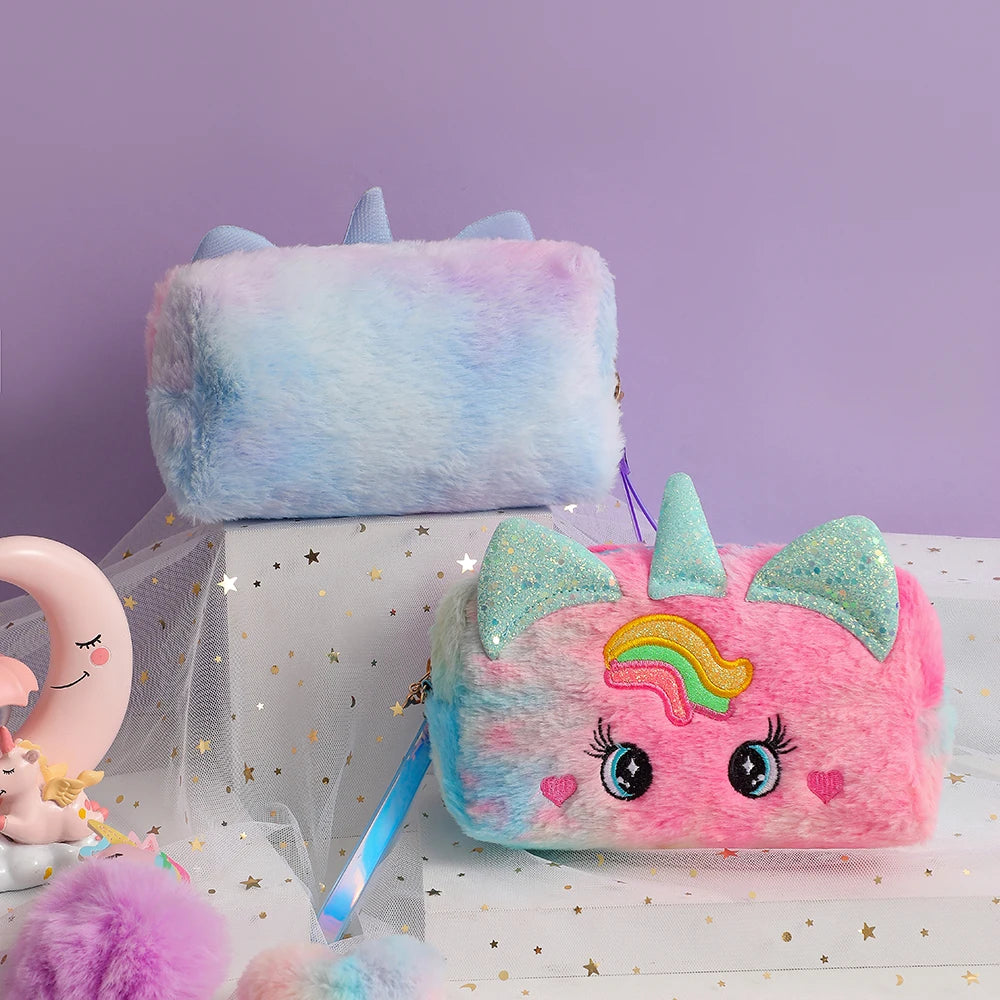 Cute Plush Unicorn Pencil Bag