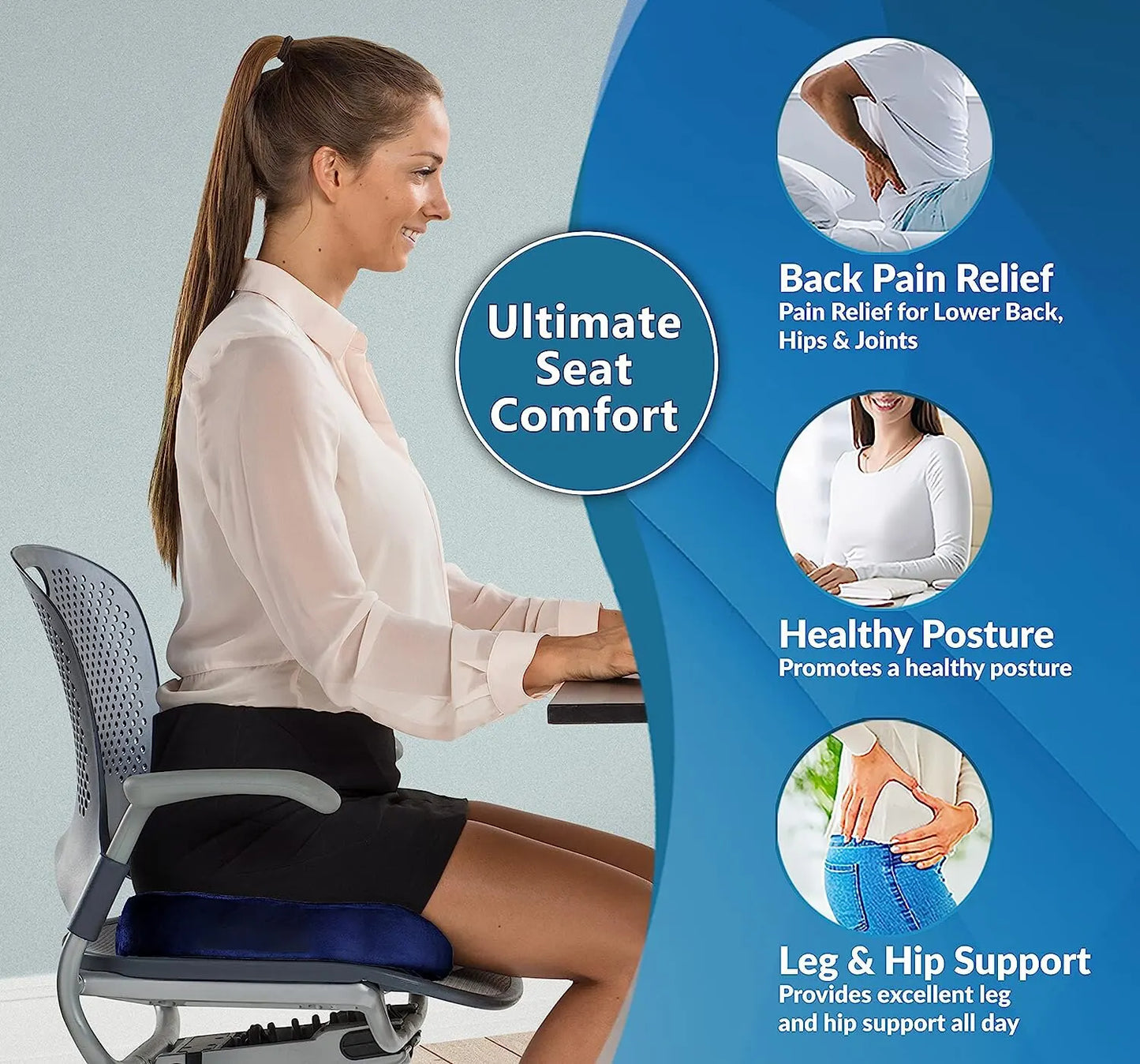 Cooling Gel Memory Foam Cushion for Glutes, Coccyx, & Sciatica Relief