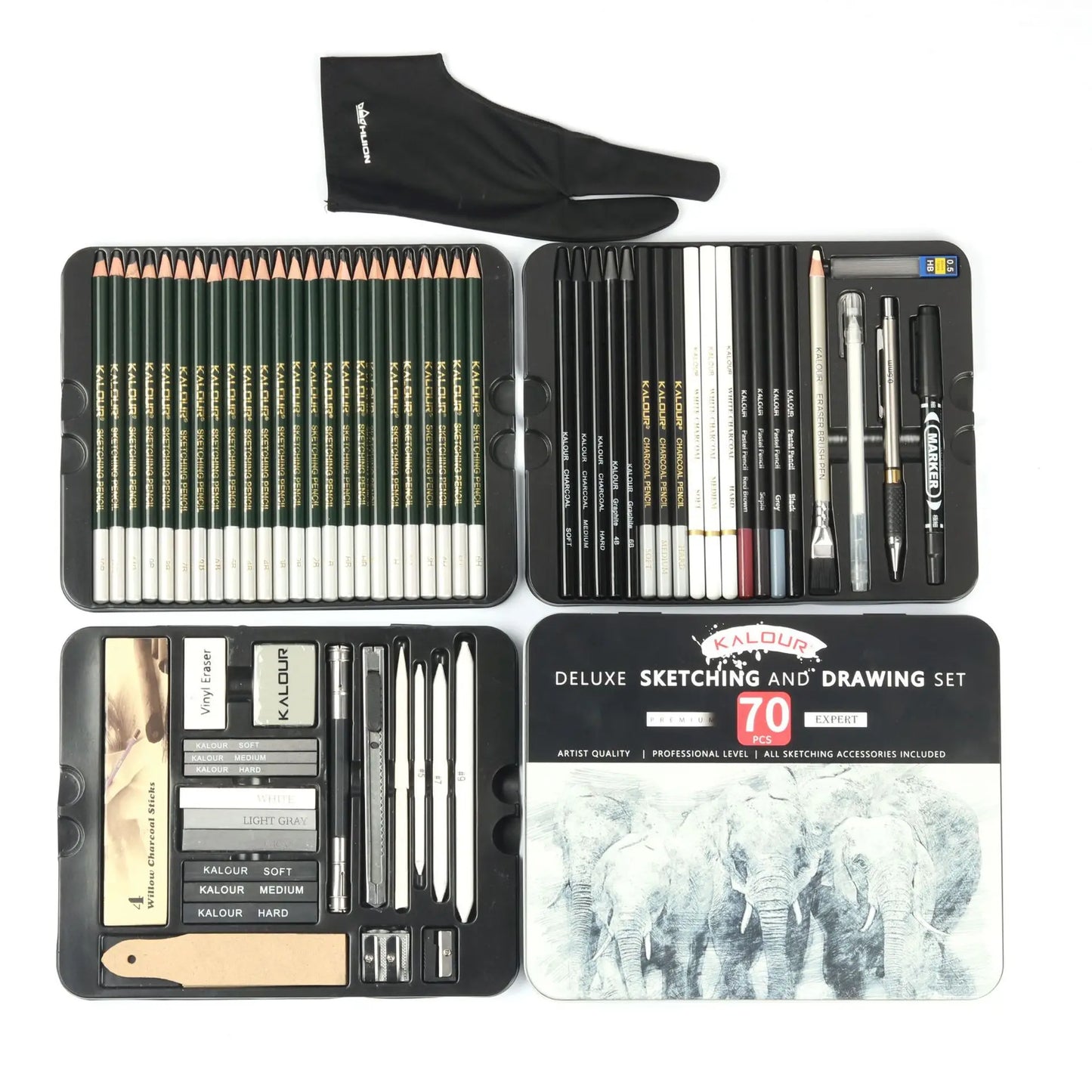 70 pc Professional Sketching Pencil Set with Case