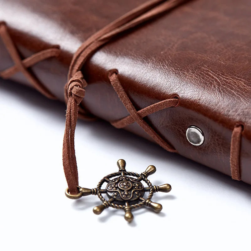 Compass Imprinted Soft Faux Leather Traveler Sketchbook Notebook