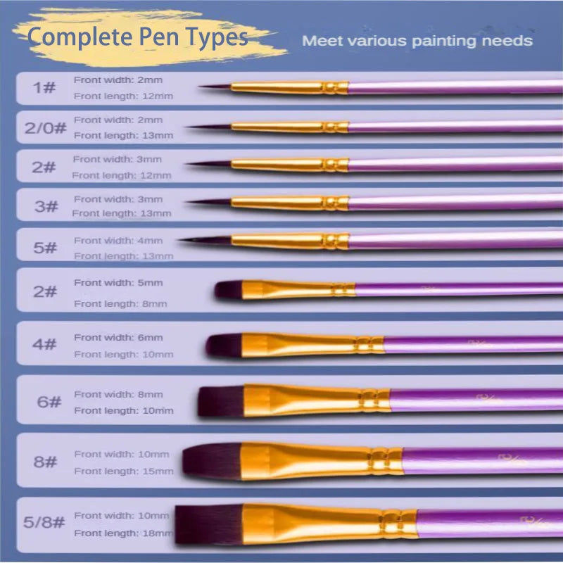 10 pcs Artist Paint Brush Set