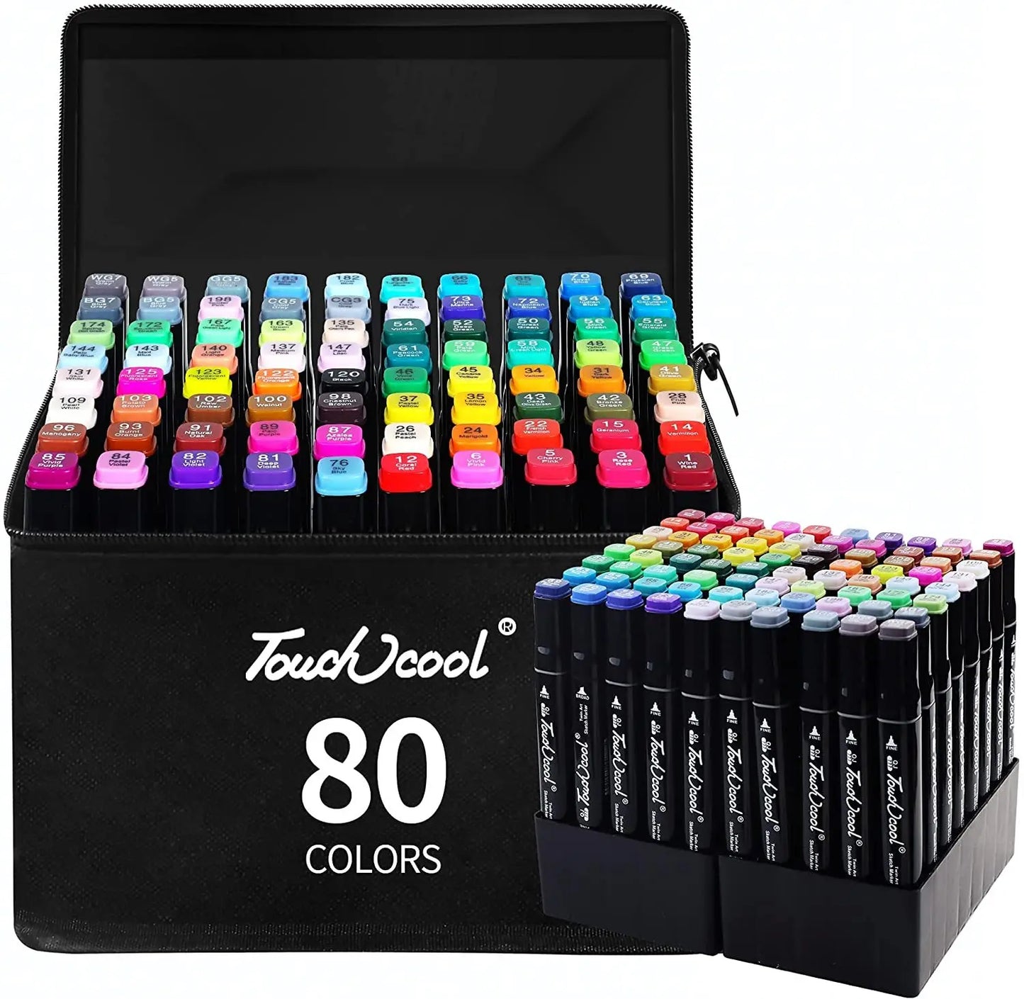 24, 36, 48, 60 & 80ct Dual Tip Color Marker Set with Carrying Case