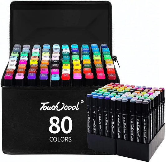 24, 36, 48, 60 & 80ct Dual Tip Color Marker Set with Carrying Case