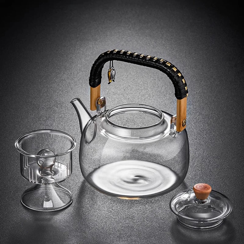 Borosilicate Glass Teapot with Weave Handle