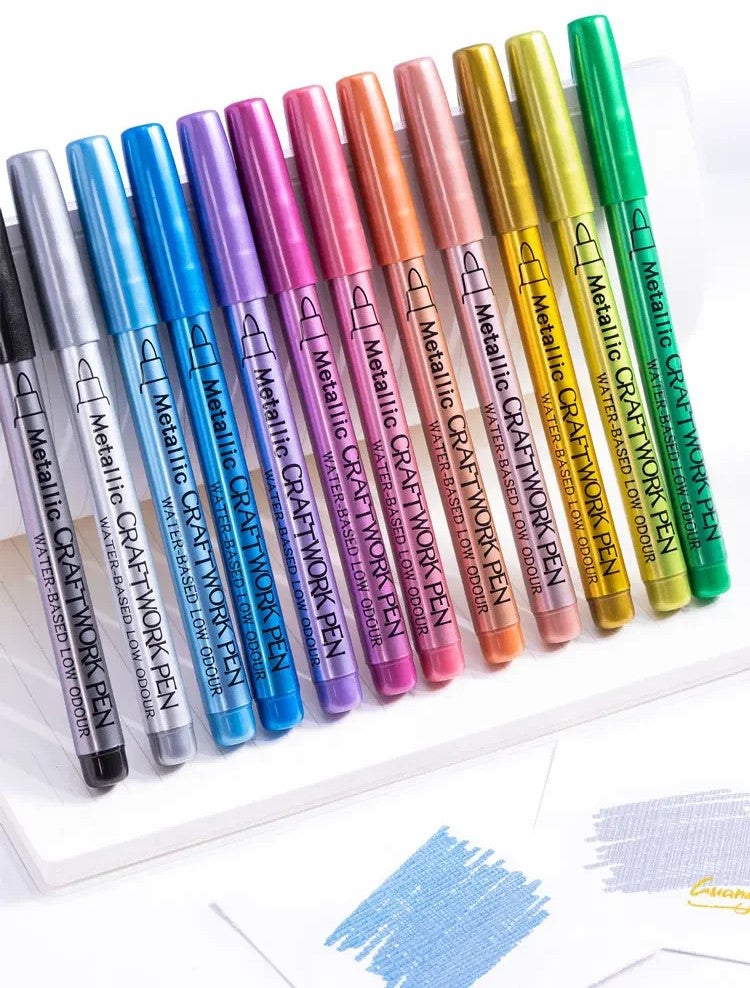 12 pcs Metallic Color Marker Pens