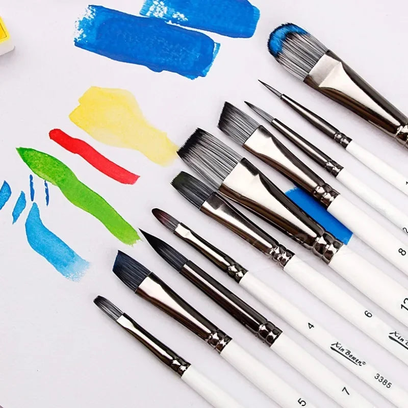 10Pcs White Paint Brush Set