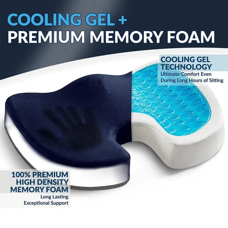 Cooling Gel Memory Foam Cushion for Glutes, Coccyx, & Sciatica Relief