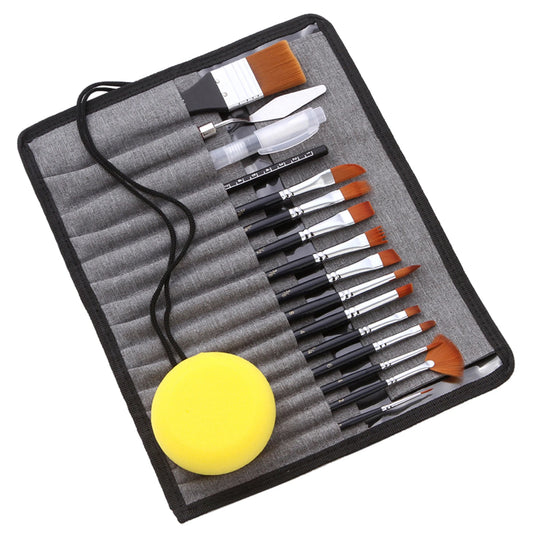 18pcs Artist Paint Brush Set, Includes Palette Knife and Storage Case