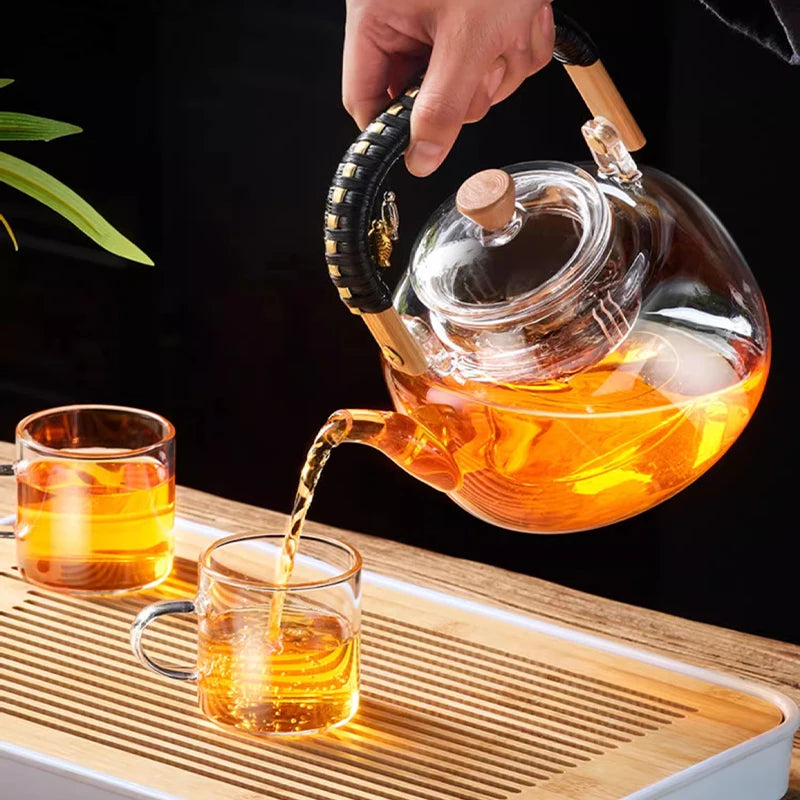 Borosilicate Glass Teapot with Weave Handle