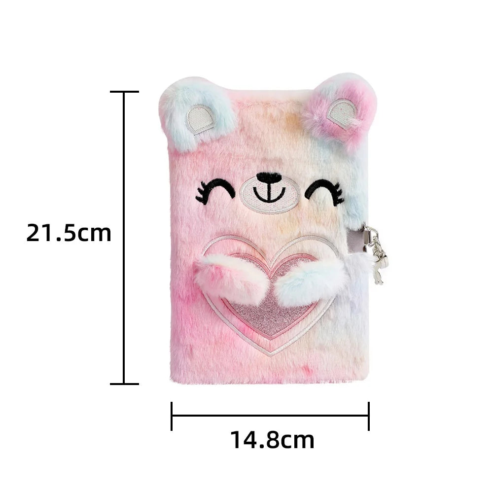 Plush Cartoon Bear Lockable Journal Diary